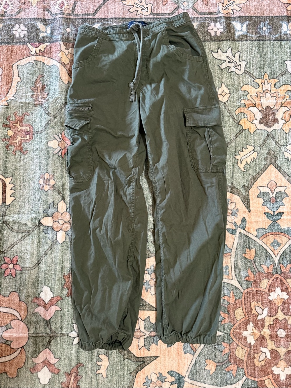 Womens Olive Green Cargo Jogger Pants